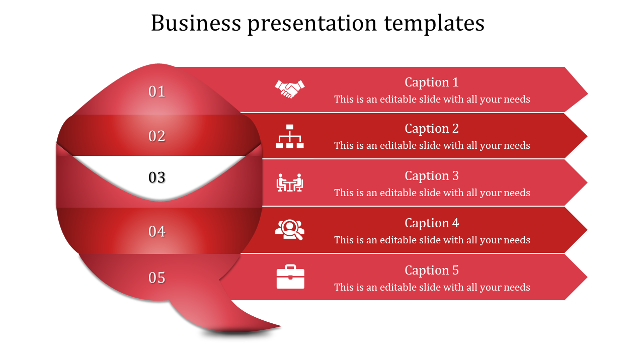 Astounding Business Presentation Templates with Five Nodes